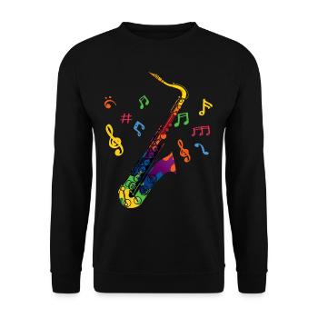 Saxophone Musical Notes Music Instrument Saxophone - Unisex Pullover - Schwarz - Vorne - Alina (178cm) & Michal (187cm)