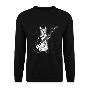 Cat Musician Guitarist Punk Kitten Electric Guitar - Unisex Sweatshirt - black - Front - Alina (178cm) & Michal (187cm)