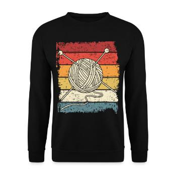 Retro Knitting Crochet Knitter Vintage Wool - Unisex Sweatshirt - black - Front - Alina (178cm) & Michal (187cm)