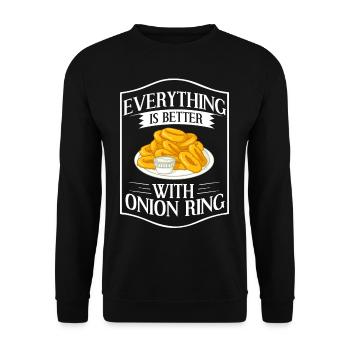 Zwiebel Ring Rote Zwiebeln Sauce - Unisex Pullover - Schwarz - Vorne - Alina (178cm) & Michal (187cm)