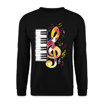 Piano Musique Touches piano piano clavier - Sweat-shirt Unisexe - noir - Devant - Alina (178cm) & Michal (187cm)