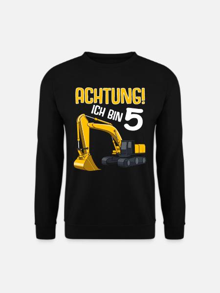 Bagger 5. Geburtstag Jungen 5 Jahre Baustelle - Unisex Pullover - Schwarz