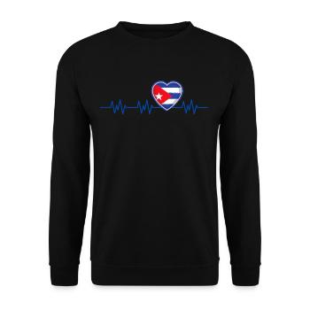 Cuba Heartbeat Flag Pulse Cuban - Unisex Sweatshirt - black - Front - Alina (178cm) & Michal (187cm)