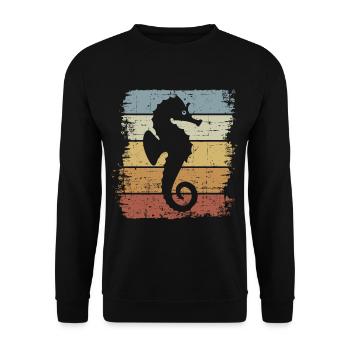 Seepferdchen Frühschwimmer Schwimmen Vintage - Unisex Pullover - Schwarz - Vorne - Alina (178cm) & Michal (187cm)
