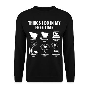Things I Do In My Time Sheep Wool Lamb Farmer - Unisex Pullover - Schwarz - Vorne - Alina (178cm) & Michal (187cm)