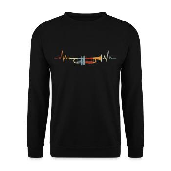 Vintage Trumpet Heartbeat Musical Instrument ECG - Sweat-shirt Unisexe - noir - Devant - Alina (178cm) & Michal (187cm)