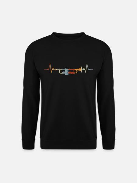 Vintage Trumpet Heartbeat Musical Instrument EKG - Unisex Pullover - Schwarz