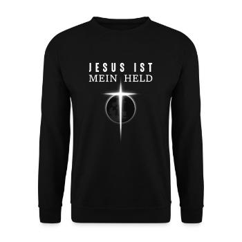 Jesus ist mein Held Kirche Christliche Katholisch - Unisex Pullover - Schwarz - Vorne - Alina (178cm) & Michal (187cm)