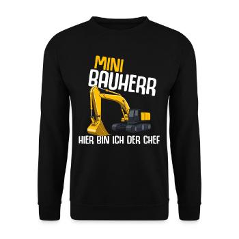 Bagger Kinder Bauherr Baustelle Junge Spruch - Unisex Pullover - Schwarz - Vorne - Alina (178cm) & Michal (187cm)