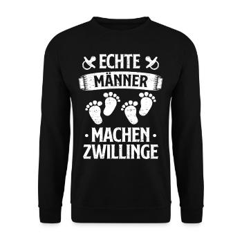 Echte Männer Machen Zwillinge Vater von Zwillingen - Unisex Pullover - Schwarz - Vorne - Alina (178cm) & Michal (187cm)