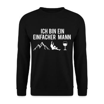 Ich Bin Ein Einfacher Mann Berge Kletterer Wein - Unisex Pullover - Schwarz - Vorne - Alina (178cm) & Michal (187cm)
