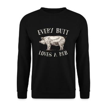 Every Butt Loves A Rub Pig Retro - Unisex Sweatshirt - black - Front - Alina (178cm) & Michal (187cm)
