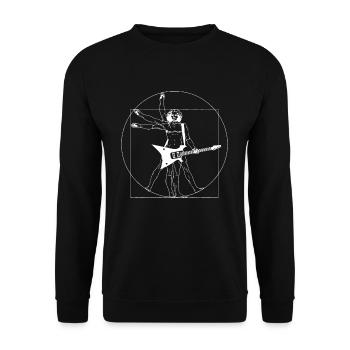 Vitruvian Guitarist Da Vinci Electric Guitar - Unisex Sweatshirt - black - Front - Alina (178cm) & Michal (187cm)