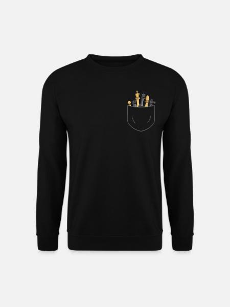 Schachfiguren in der Brusttasche - Schachspieler - Unisex Pullover - Schwarz