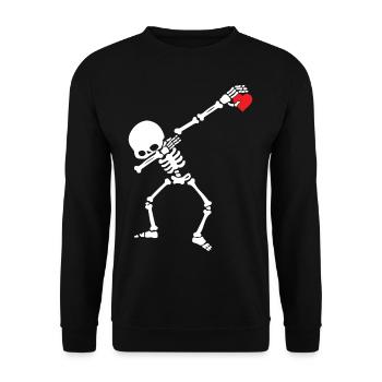 Dabbing Skeleton Heart Valentine Day Love Heart - Sweat-shirt Unisexe - noir - Devant - Alina (178cm) & Michal (187cm)