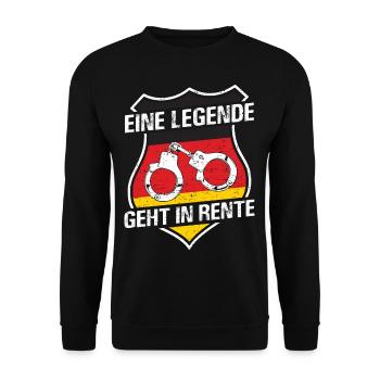 Eine Legende Geht In Rente Polizist Pension - Unisex Pullover - Schwarz - Vorne - Alina (178cm) & Michal (187cm)