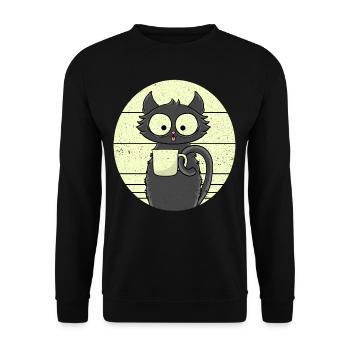 Coffee Cat - Unisex Sweatshirt - black - Front - Alina (178cm) & Michal (187cm)