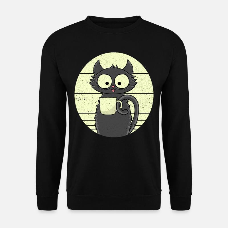 Kaffee Katze - Unisex Pullover - Schwarz