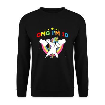 OMG J’ai 10 ans - Licorne Dab 10th Birthday Girl - Sweat-shirt Unisexe - noir - Devant - Alina (178cm) & Michal (187cm)