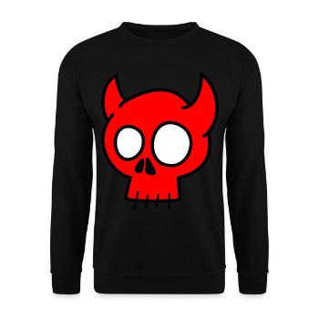 Totenkopf Hörner Schädel - Unisex Pullover - Schwarz - Vorne - Alina (178cm) & Michal (187cm)