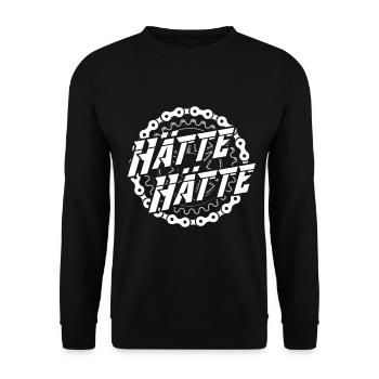 Mountainbike Radfahrer Hätte Hätte Fahrrad kette - Unisex Pullover - Schwarz - Vorne - Alina (178cm) & Michal (187cm)