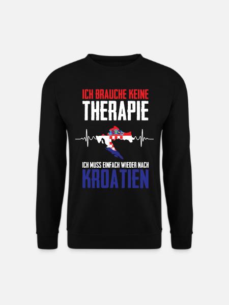 Kroatien Keine Therapie Urlaub Kroatien Herzschlag - Unisex Pullover - Schwarz