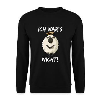 Ich wars nicht Schaf Heiligenschein Unschuldslamm - Unisex Pullover - Schwarz - Vorne - Alina (178cm) & Michal (187cm)