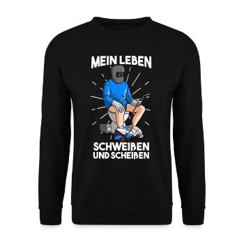 Scheißen Schweißen Schweißer Toilette Schweißgerät - Unisex Pullover - Schwarz - Vorne - Alina (178cm) & Michal (187cm)