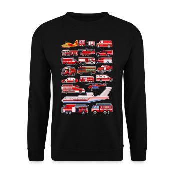Fire Truck Firefighter Emergency Vehicles - Unisex Sweatshirt - black - Front - Alina (178cm) & Michal (187cm)