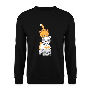 Piles de chats Kawaii Cats Pile de chats - Sweat-shirt Unisexe - noir - Devant - Alina (178cm) & Michal (187cm)