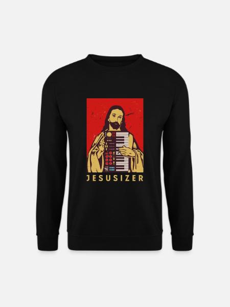 Vintage Jesus Synthesizer Analog Modular - Unisex Pullover - Schwarz