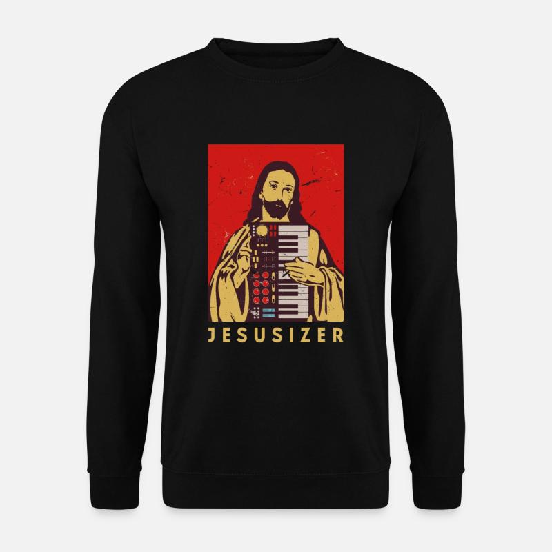 Vintage Jesus Synthesizer Analog Modular - Unisex Pullover - Schwarz