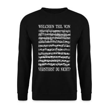 Musiknoten Welchen Teil Von Verstehst du Nicht - Unisex Pullover - Schwarz - Vorne - Alina (178cm) & Michal (187cm)