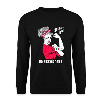 Italian Girl Unbreakable Strong Italian Woman - Unisex Sweatshirt - black - Front - Alina (178cm) & Michal (187cm)