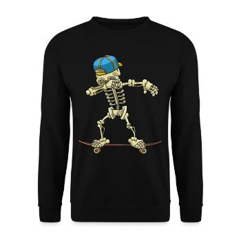 Dabbing Skeleton Skateboard - Unisex Pullover - Schwarz - Vorne - Alina (178cm) & Michal (187cm)