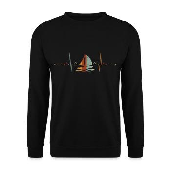 Vintage Sailboat Heartbeat Voilier Navigation de plaisance - Sweat-shirt Unisexe - noir - Devant - Alina (178cm) & Michal (187cm)