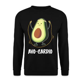 Avocardio Avo-Cardio Übung Fitness Fitness Avocado - Unisex Pullover - Schwarz - Vorne - Alina (178cm) & Michal (187cm)