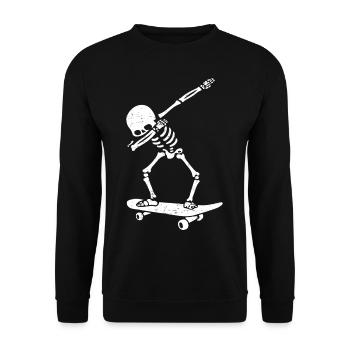 Dabbing Skeleton SKATEBOARD Dab Skate Halloween - Unisex Pullover - Schwarz - Vorne - Alina (178cm) & Michal (187cm)