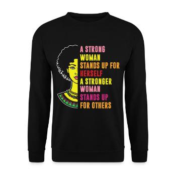 Starke Frauen Feministin Gleichberechtigung Sozial - Unisex Pullover - Schwarz - Vorne - Alina (178cm) & Michal (187cm)