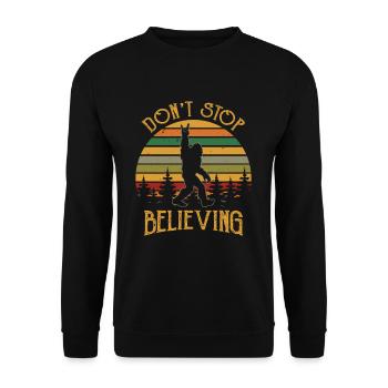 Don't Stop Believing Bigfoot Rock And Roll retro - Unisex Sweatshirt - black - Front - Alina (178cm) & Michal (187cm)