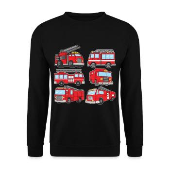 Fire Truck Firefighter Emergency Vehicle - Unisex Sweatshirt - black - Front - Alina (178cm) & Michal (187cm)