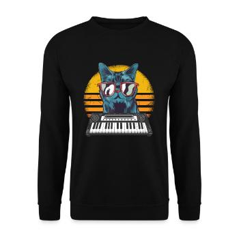Synthétiseurs analogiques Cat Retro Sunset - Sweat-shirt Unisexe - noir - Devant - Alina (178cm) & Michal (187cm)