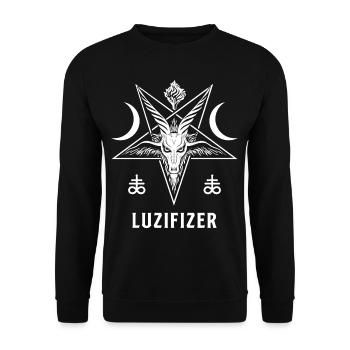 Luzifizer Satanism Powerful Satanic Symbol Lucifer - Unisex Pullover - Schwarz - Vorne - Alina (178cm) & Michal (187cm)