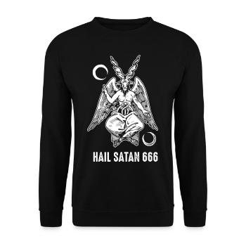 Hail Satan 666 Satanic Dung Beetle Beelzebub - Unisex Pullover - Schwarz - Vorne - Alina (178cm) & Michal (187cm)