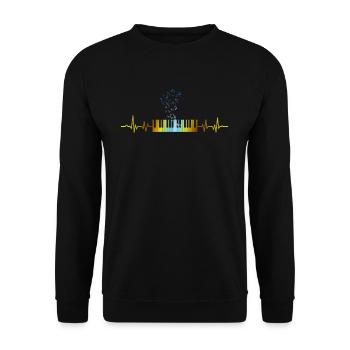 Vintage Klavier Herzschlag Musikinstrument EKG - Unisex Pullover - Schwarz - Vorne - Alina (178cm) & Michal (187cm)
