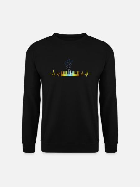 Vintage Klavier Herzschlag Musikinstrument EKG - Unisex Pullover - Schwarz
