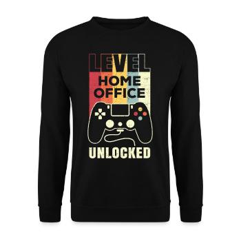 Level Homeoffice Unlocked Rétro Gamer Home Office - Sweat-shirt Unisexe - noir - Devant - Alina (178cm) & Michal (187cm)