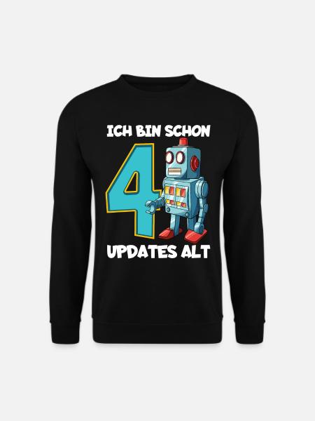 Geburtstagsshirt 4 Jahre Roboter 4. Geburtstag - Unisex Pullover - Schwarz