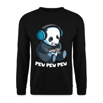 Gaming Panda Pew Video Game Computer Gamer - Unisex Sweatshirt - black - Front - Alina (178cm) & Michal (187cm)