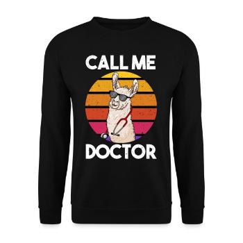 Call Me Doctor Lama Llama Doktor - Unisex Pullover - Schwarz - Vorne - Alina (178cm) & Michal (187cm)